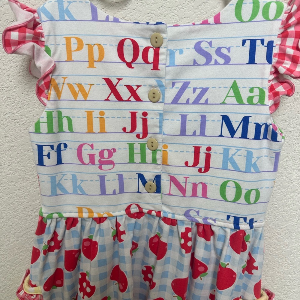 Olive Mae school rainbow Alphabet Kids Dress perfect for first day of school - Picture 6 of 7